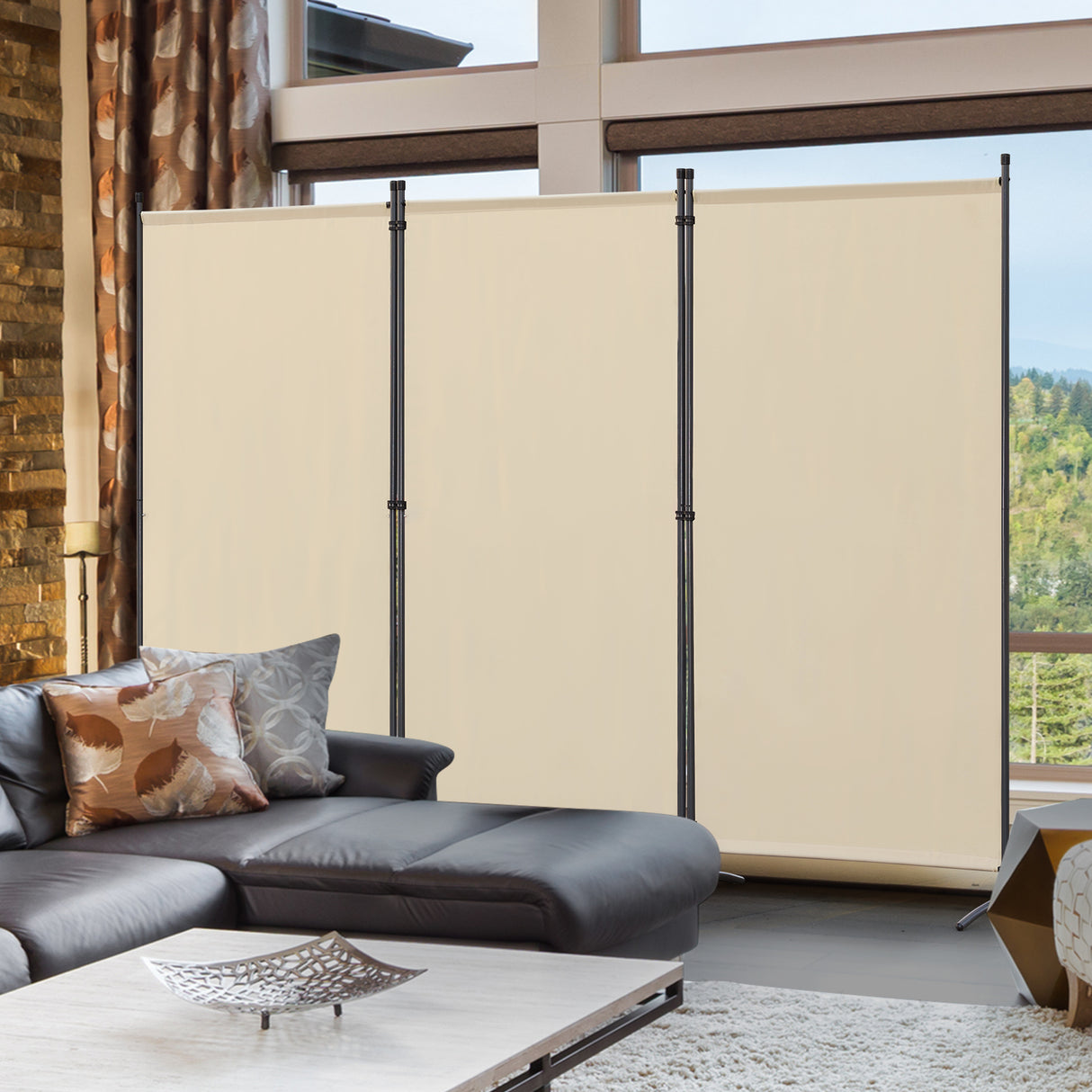 Angel Living Paravent Sichtschutz Balkonbespannung Balkonsichtschutz Paravent Raumteiler Trennwand 243x180cm
