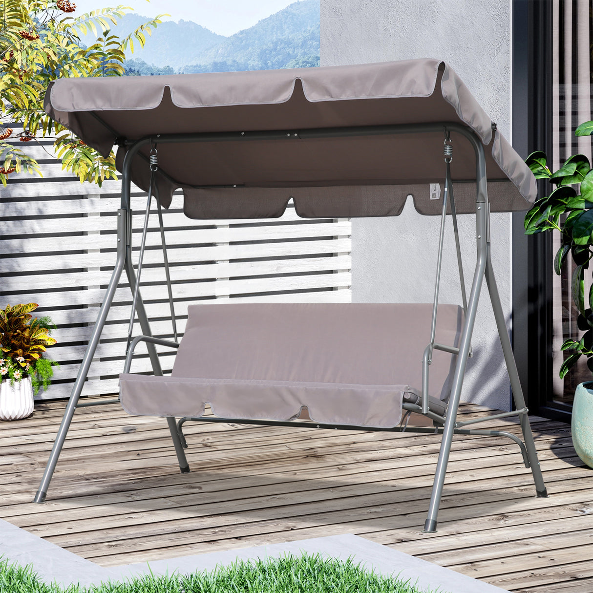 Hollywoodschaukel Gartenschaukel 3 Sitzer mit Sonnenschutz 173x110x151cm