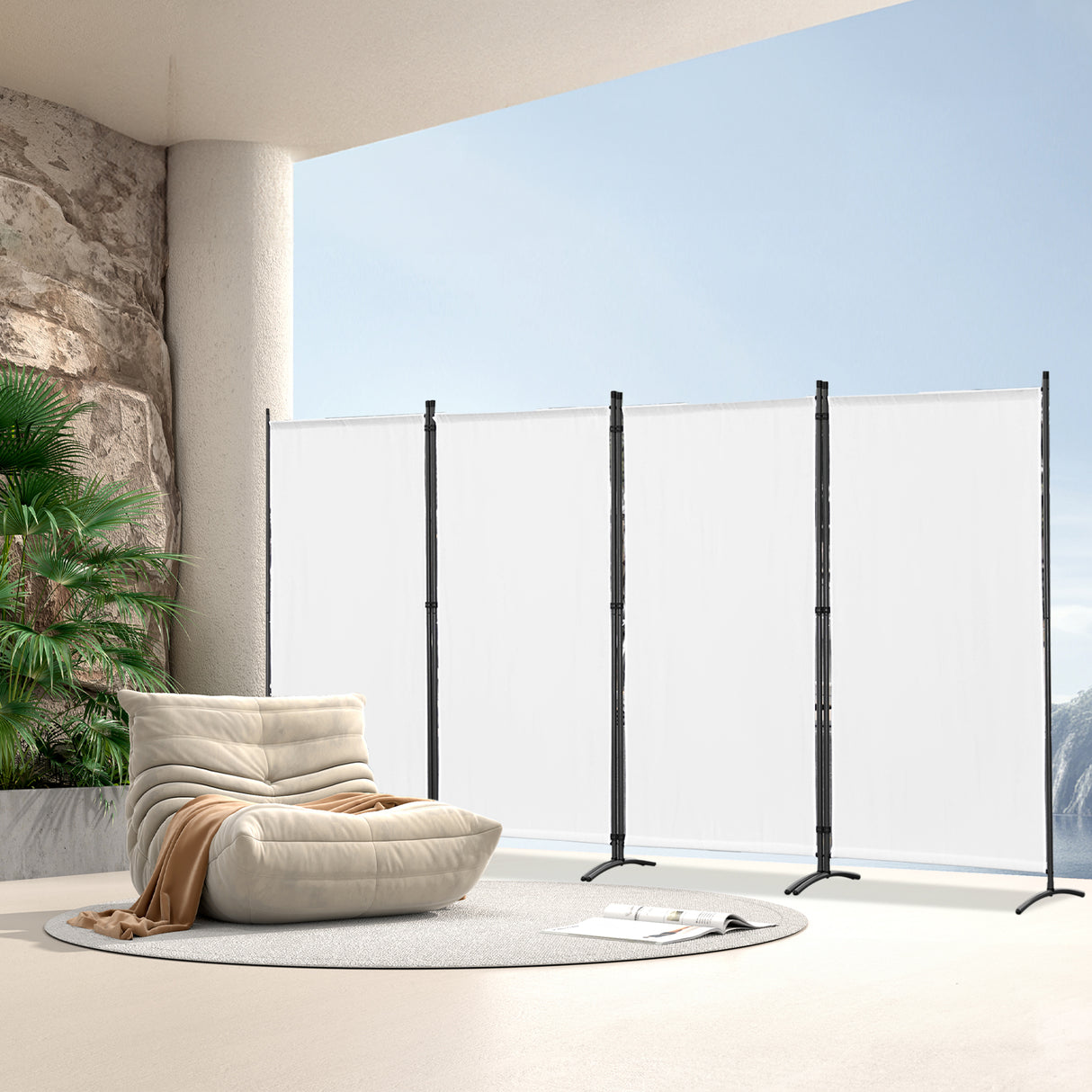 Paravent 4tlg 324X169CM Sichtschutz Balkonbespannung Balkonsichtschutz Paravent Raumteiler Trennwand