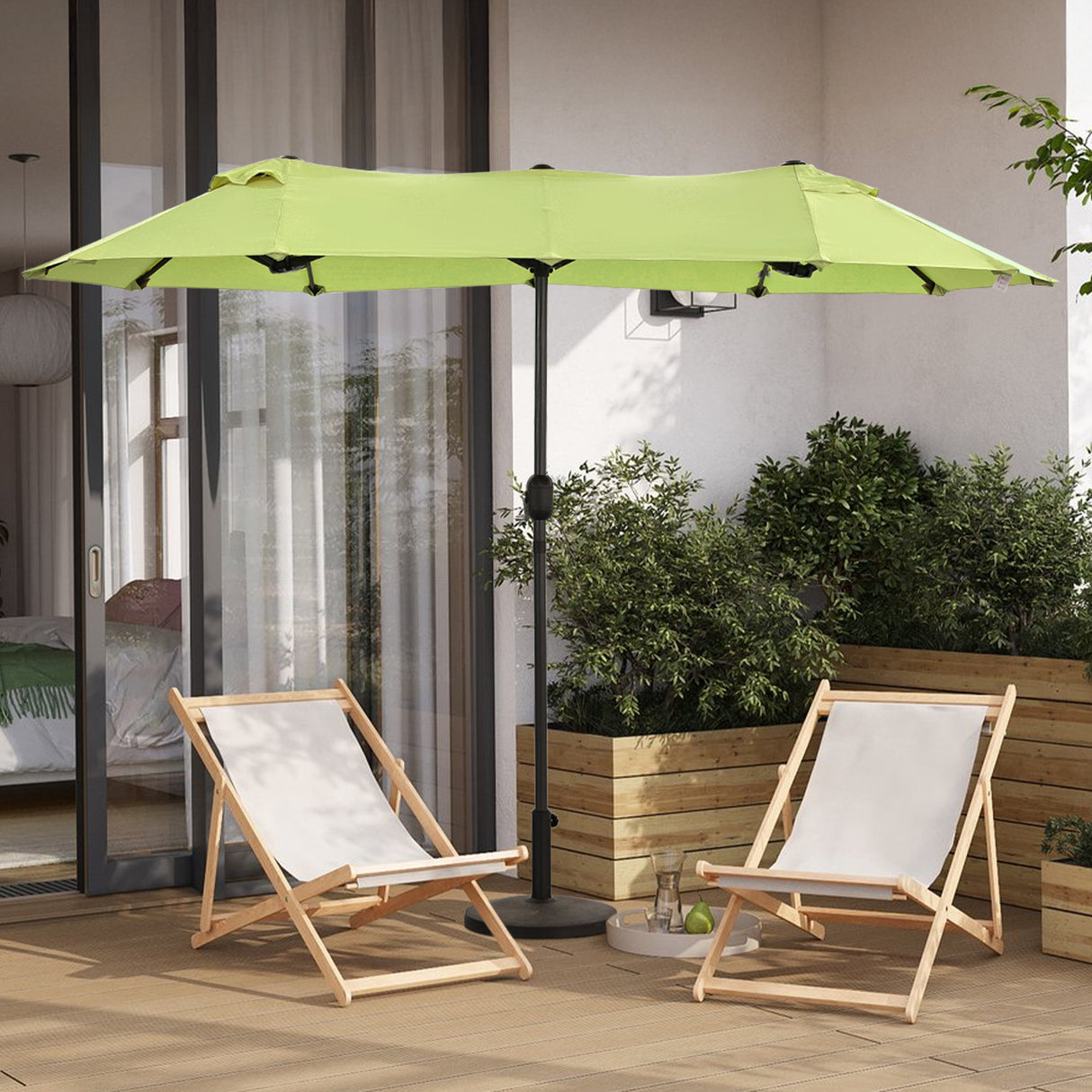 Angel Living Doppelsonnenschirm mit kurbel Groß Sonnenschirm Marktschirm für Terrasse,Balkon & Garten UPF 50+