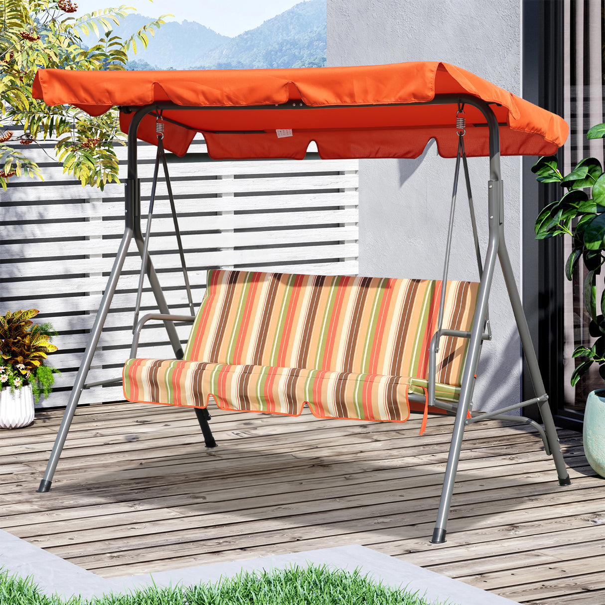 Hollywoodschaukel Gartenschaukel 3 Sitzer mit Sonnenschutz 173x110x151cm