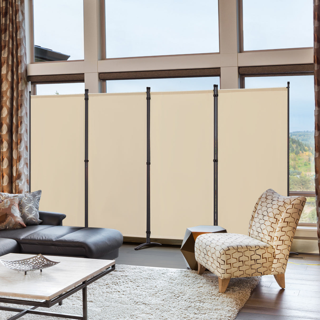 Angel Living Paravent Sichtschutz Balkonbespannung Balkonsichtschutz Paravent Raumteiler Trennwand , 324x180cm