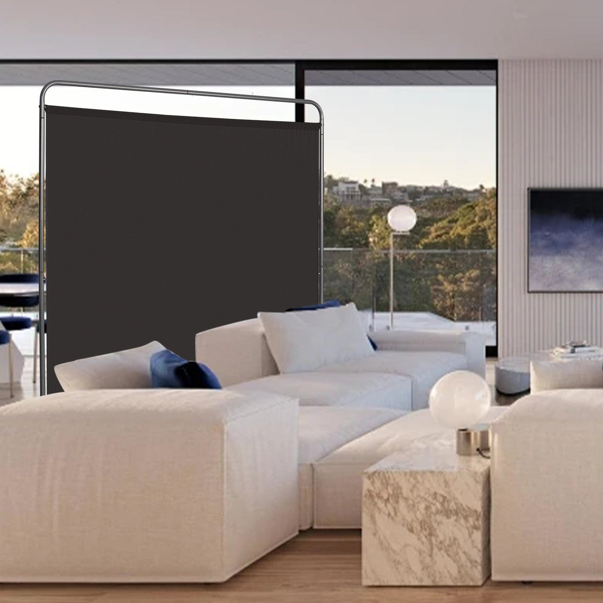 Angel Living PA-3730 Paravent 1 Teilig Raumteiler Freistehend Sichtschutzwand Raumteiler Stellwand Trennwand Sichtschutz für Büros, Balkon,Schlafzimmer,Außengarten,162.5 x 177cm
