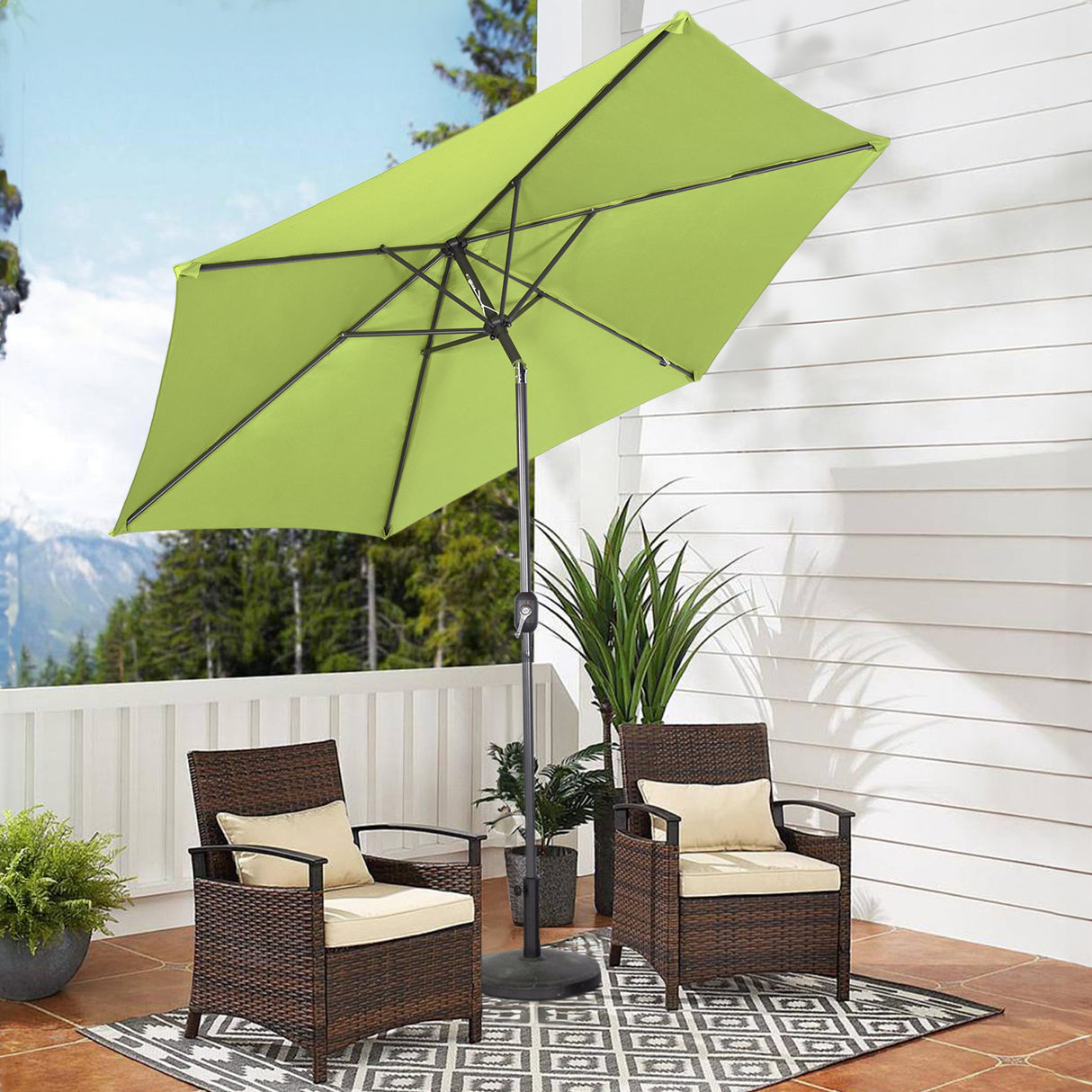 Angel Living Sonnenschirm Ø 300 cm Gartenschirm Marktschirm Terrassenschirm Taupe Rund Sonneschirm Sonnenschutz aus Metall und Polyester UV50+