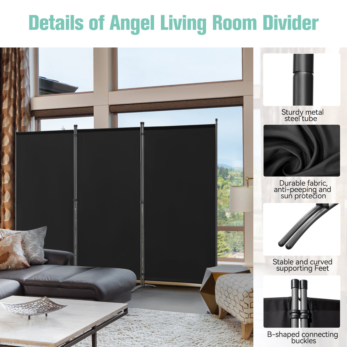 Angel Living Paravent Sichtschutz Balkonbespannung Balkonsichtschutz Paravent Raumteiler Trennwand 243x180cm