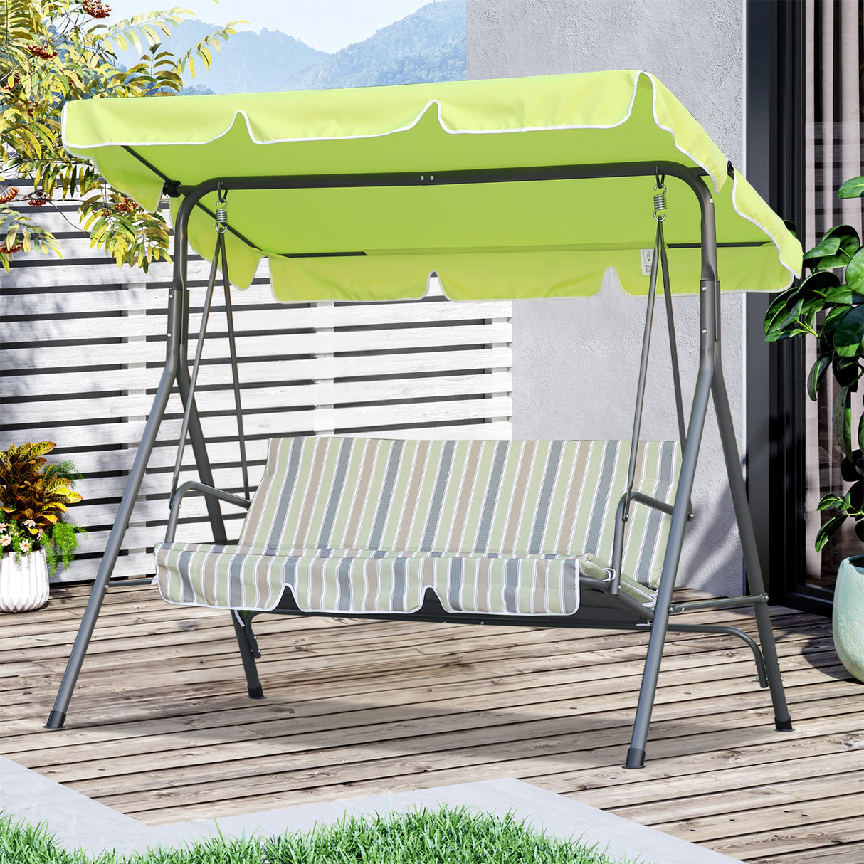 Hollywoodschaukel Gartenschaukel 3 Sitzer mit Sonnenschutz 173x110x151cm