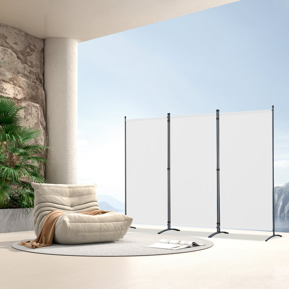 Paravent Raumteiler Outdoor Sichtschutz 243 x 169 cm, 3 Paneele