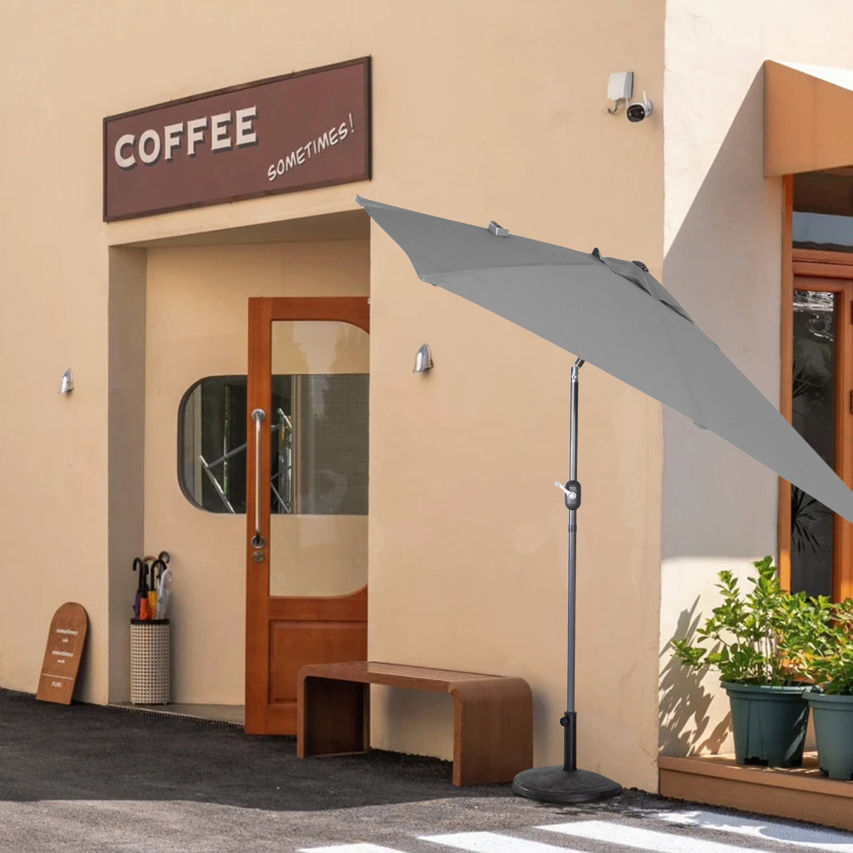 Angel Living Halbrunder Sonnenschirm 235x122cm für Balkon & Terrasse, Neigt Vorwärts/Rückwärts, Aluminium-Kurbel, UV-Schutz, Ideal für Garten, Terrasse, Balkon und Außenbereich