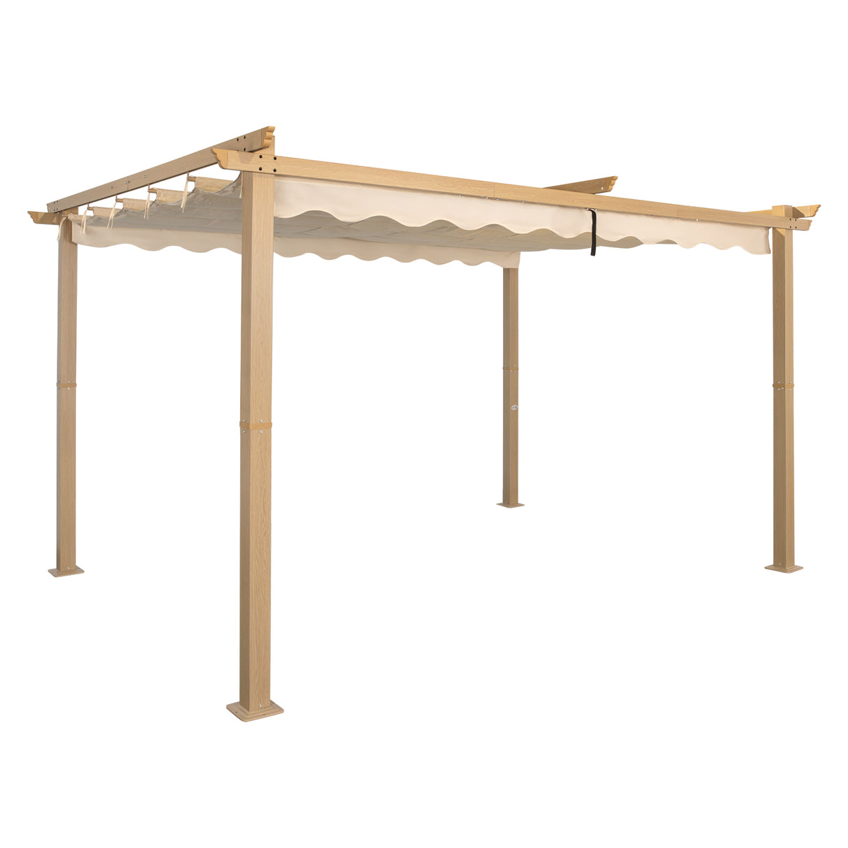 Angel Living Garten Pergola Pavillon Gartenpavillon aus Aluminium in anthrazit, Dachrohre aus Stahl, Verstellbares Dach aus Polyester Cremegelb