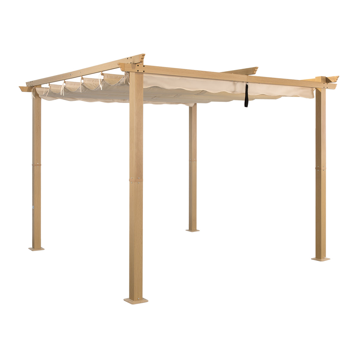 Angel Living Garten Pergola Pavillon Gartenpavillon aus Aluminium in anthrazit, Dachrohre aus Stahl, Verstellbares Dach aus Polyester Cremegelb