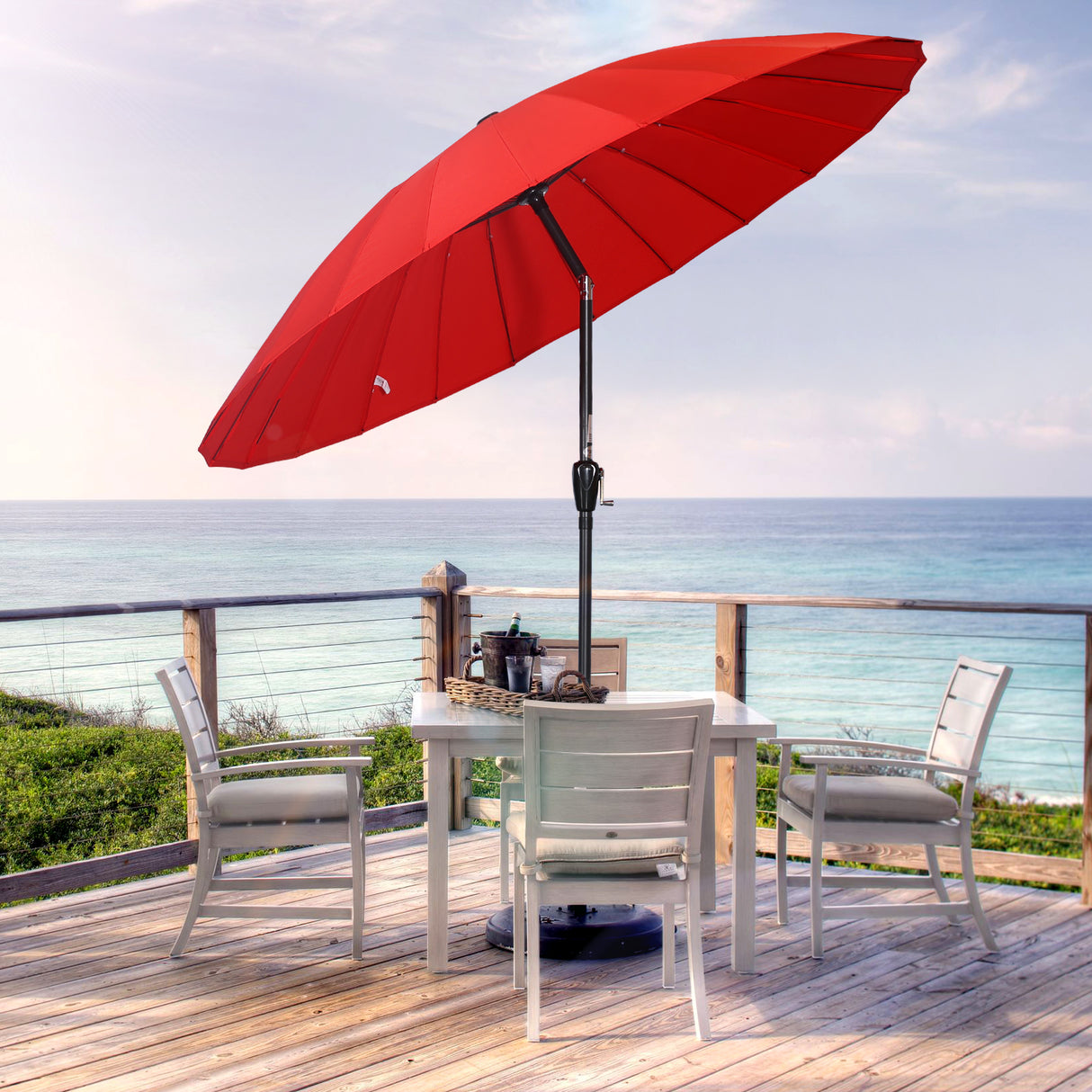 250cm Sonneschirm Sonnenschutz neigbar Rostfrei aus Aluminium, Stahl und Polyester