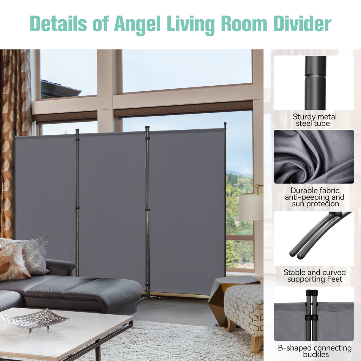 Angel Living Paravent Sichtschutz Balkonbespannung Balkonsichtschutz Paravent Raumteiler Trennwand 243x180cm