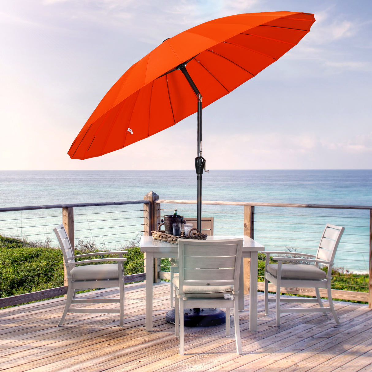 250cm Sonneschirm Sonnenschutz neigbar Rostfrei aus Aluminium, Stahl und Polyester