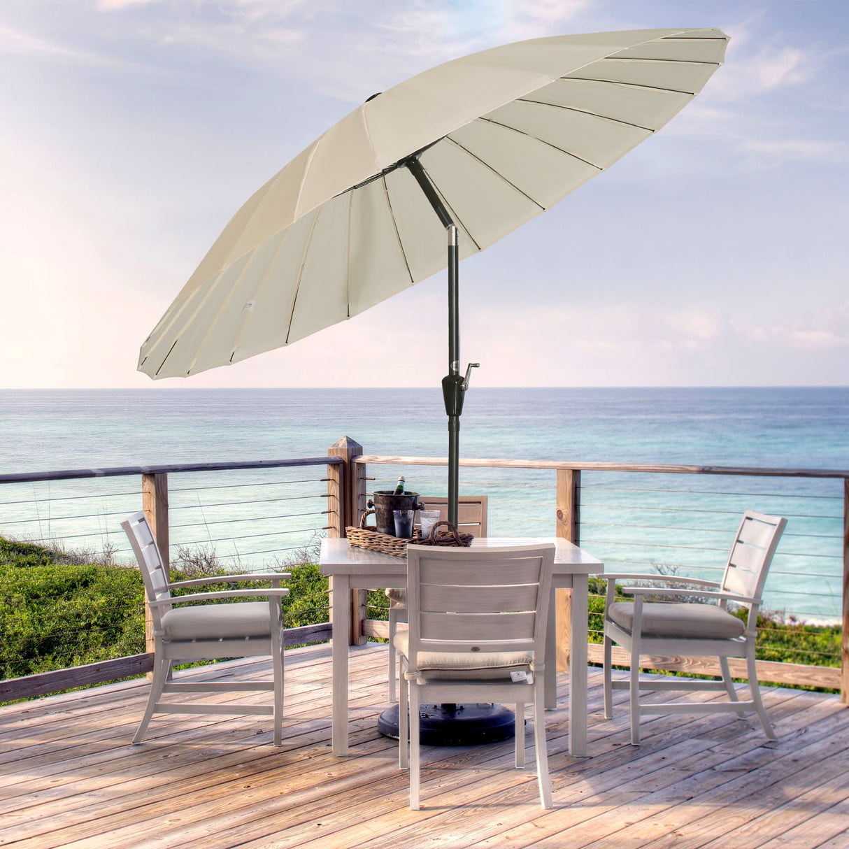 250cm Sonneschirm Sonnenschutz neigbar Rostfrei aus Aluminium, Stahl und Polyester