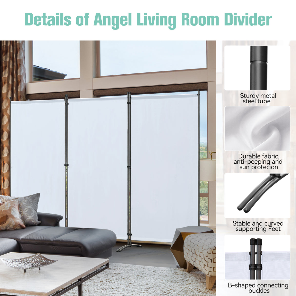 Angel Living Paravent Sichtschutz Balkonbespannung Balkonsichtschutz Paravent Raumteiler Trennwand 243x180cm