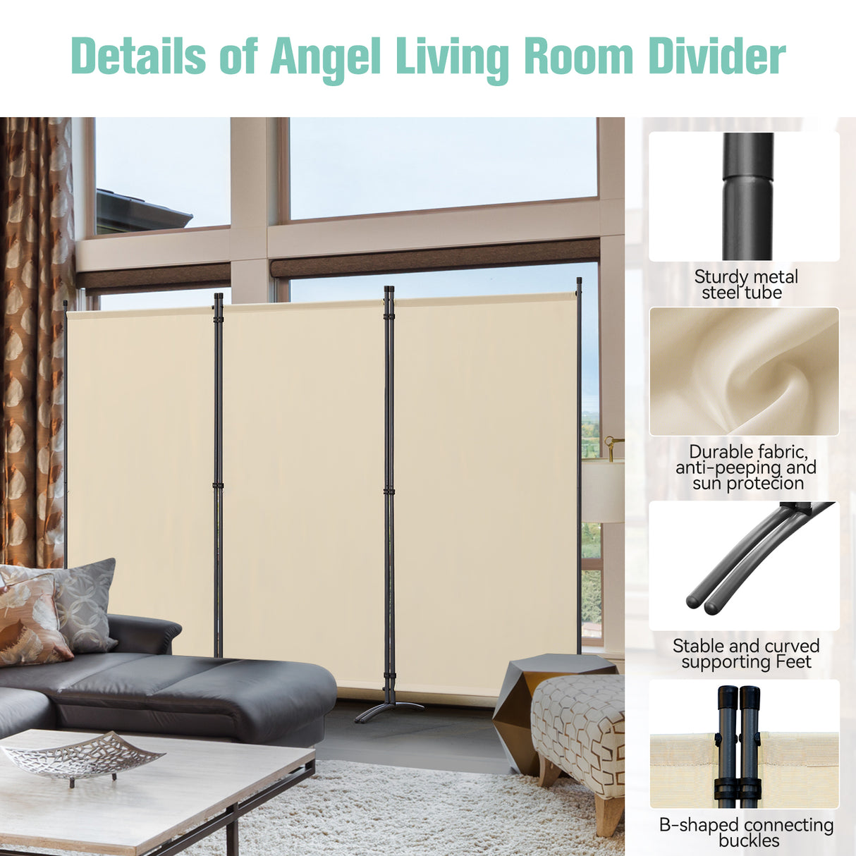 Angel Living Paravent Sichtschutz Balkonbespannung Balkonsichtschutz Paravent Raumteiler Trennwand 243x180cm