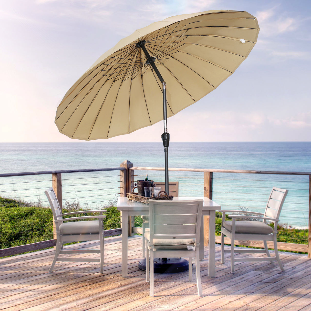 250cm Sonneschirm Sonnenschutz neigbar Rostfrei aus Aluminium, Stahl und Polyester