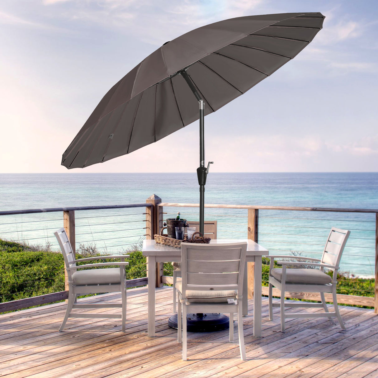 250cm Sonneschirm Sonnenschutz neigbar Rostfrei aus Aluminium, Stahl und Polyester