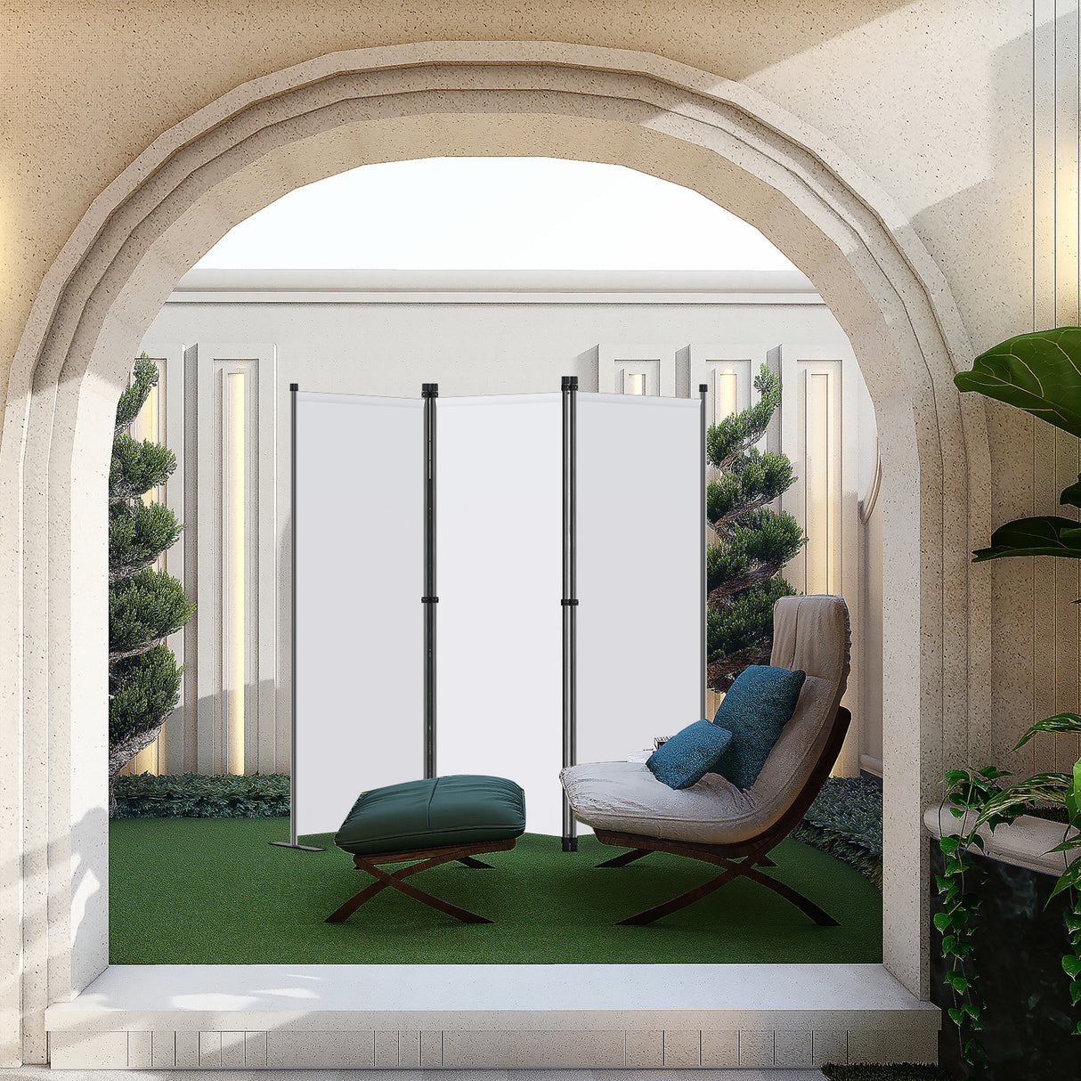 Angel Living Paravent 3tlg Sichtschutz,Faltbildschirm Raumteiler Sichtschutz aus Stahl und Polyester