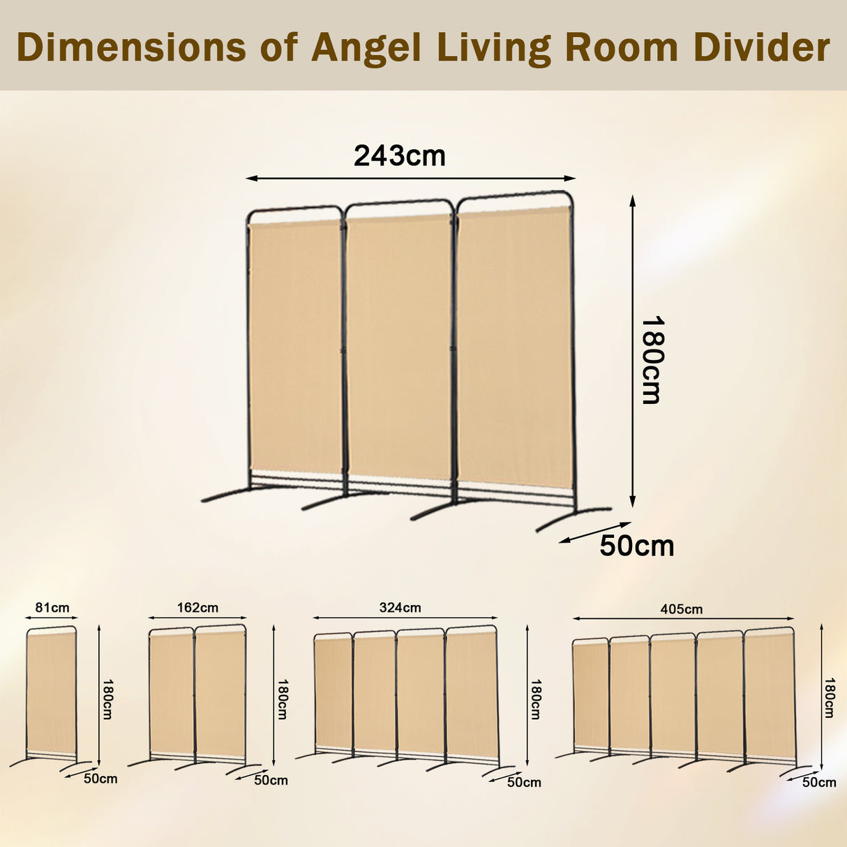 Angel Living Paravent 4 Teilig Klappbar Raumteiler für Büros, Balkon,Schlafzimmer,Außengarten,243cm x 180cm