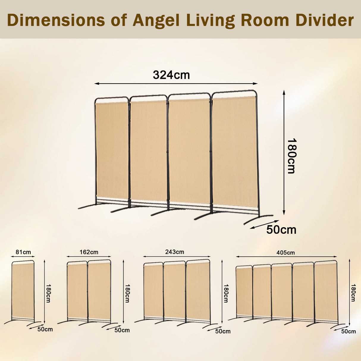 Angel Living Paravent 4 Teilig Klappbar Raumteiler für Büros, Balkon,Schlafzimmer,Außengarten, 324cm x 180cm