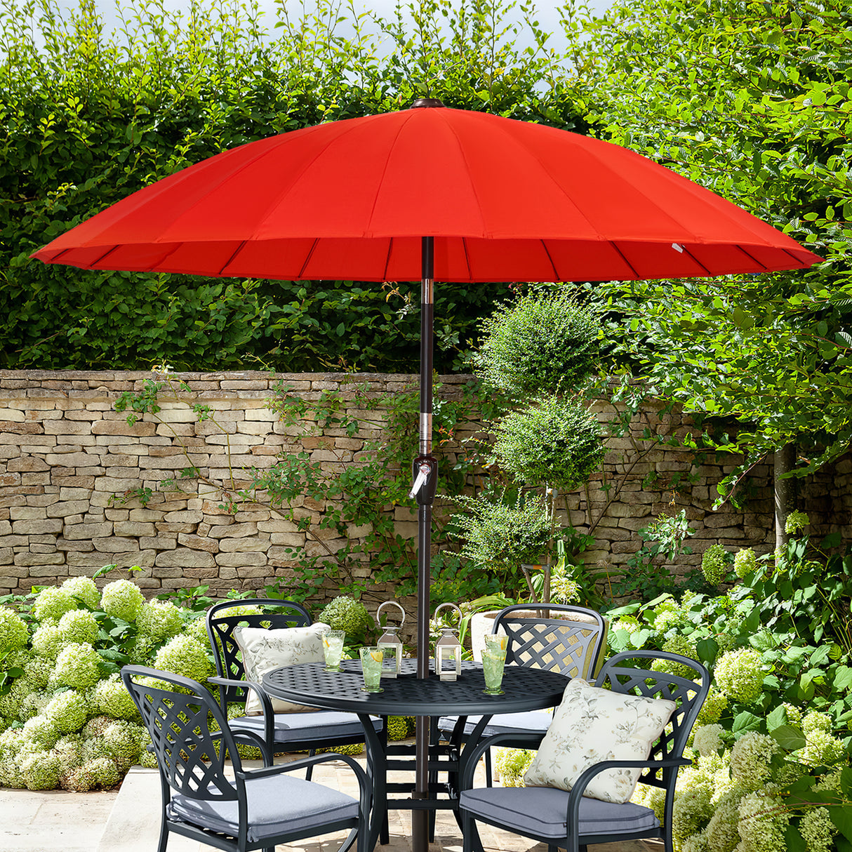 250cm Sonneschirm Sonnenschutz neigbar Rostfrei aus Aluminium, Stahl und Polyester