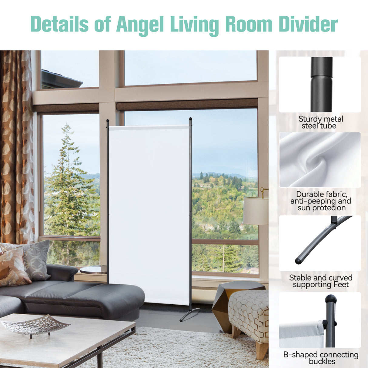 Paravent 80X180CM Raumteiler Sichtschutz aus Stahl und Polyester