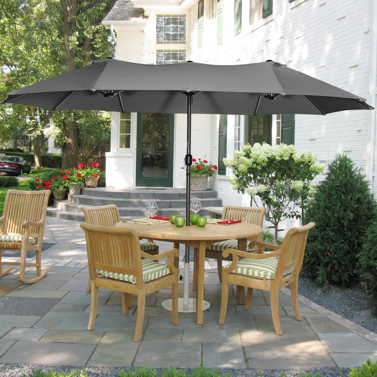 270 X 460 cm Aluminium Doppelsonnenschirm Gartenschirm Sonnenschutz UV50+