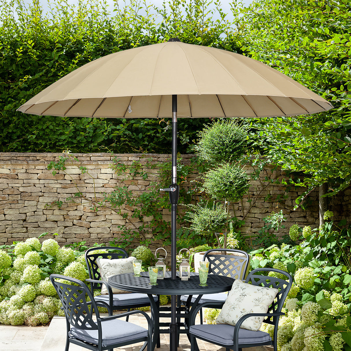 250cm Sonneschirm Sonnenschutz neigbar Rostfrei aus Aluminium, Stahl und Polyester