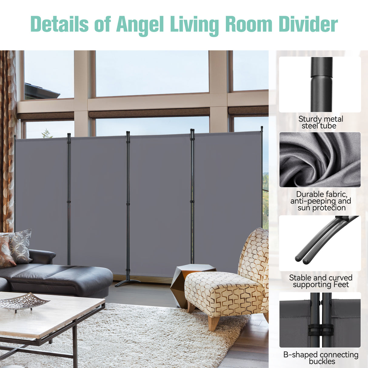 Angel Living Paravent Sichtschutz Balkonbespannung Balkonsichtschutz Paravent Raumteiler Trennwand , 324x180cm