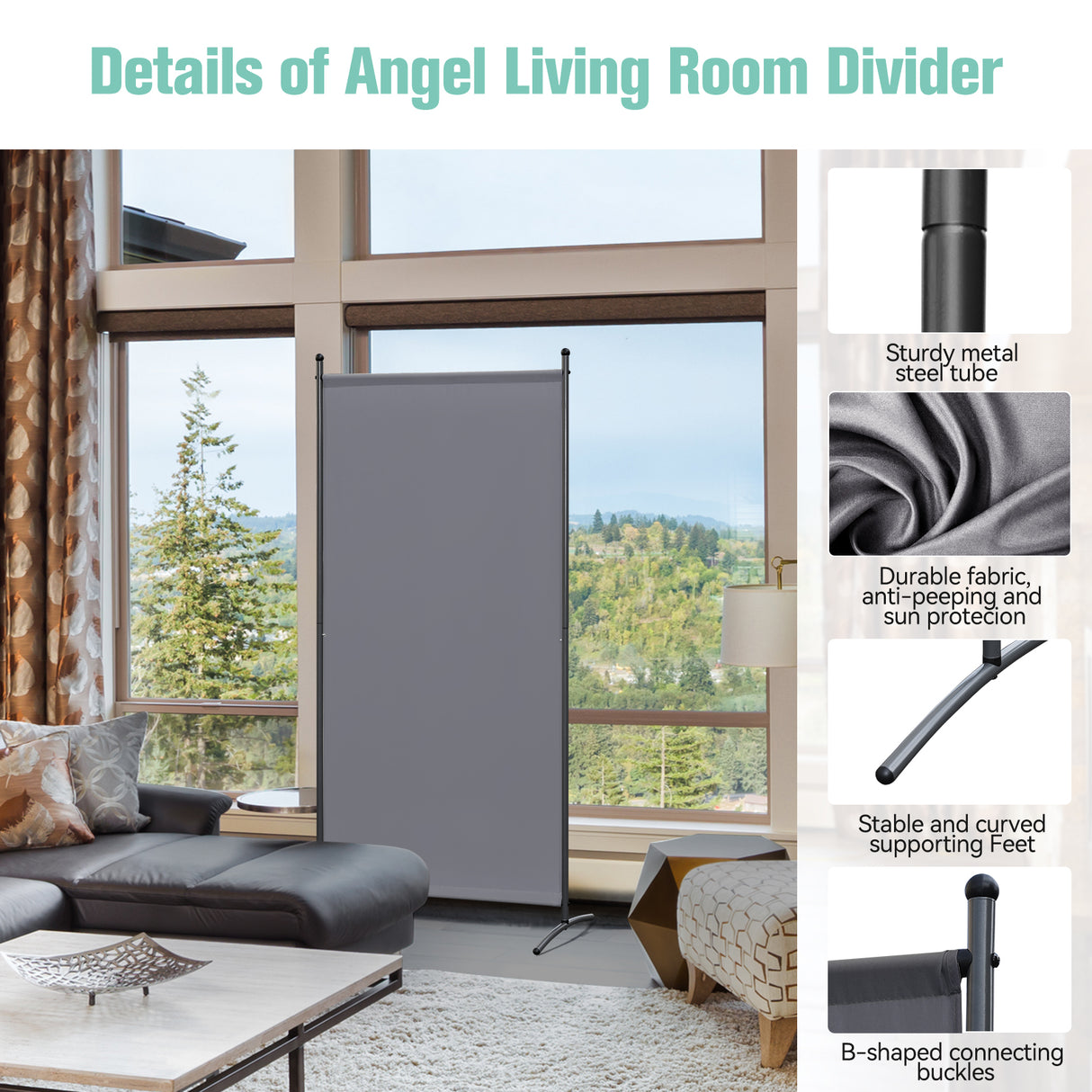 Paravent 80X180CM Raumteiler Sichtschutz aus Stahl und Polyester