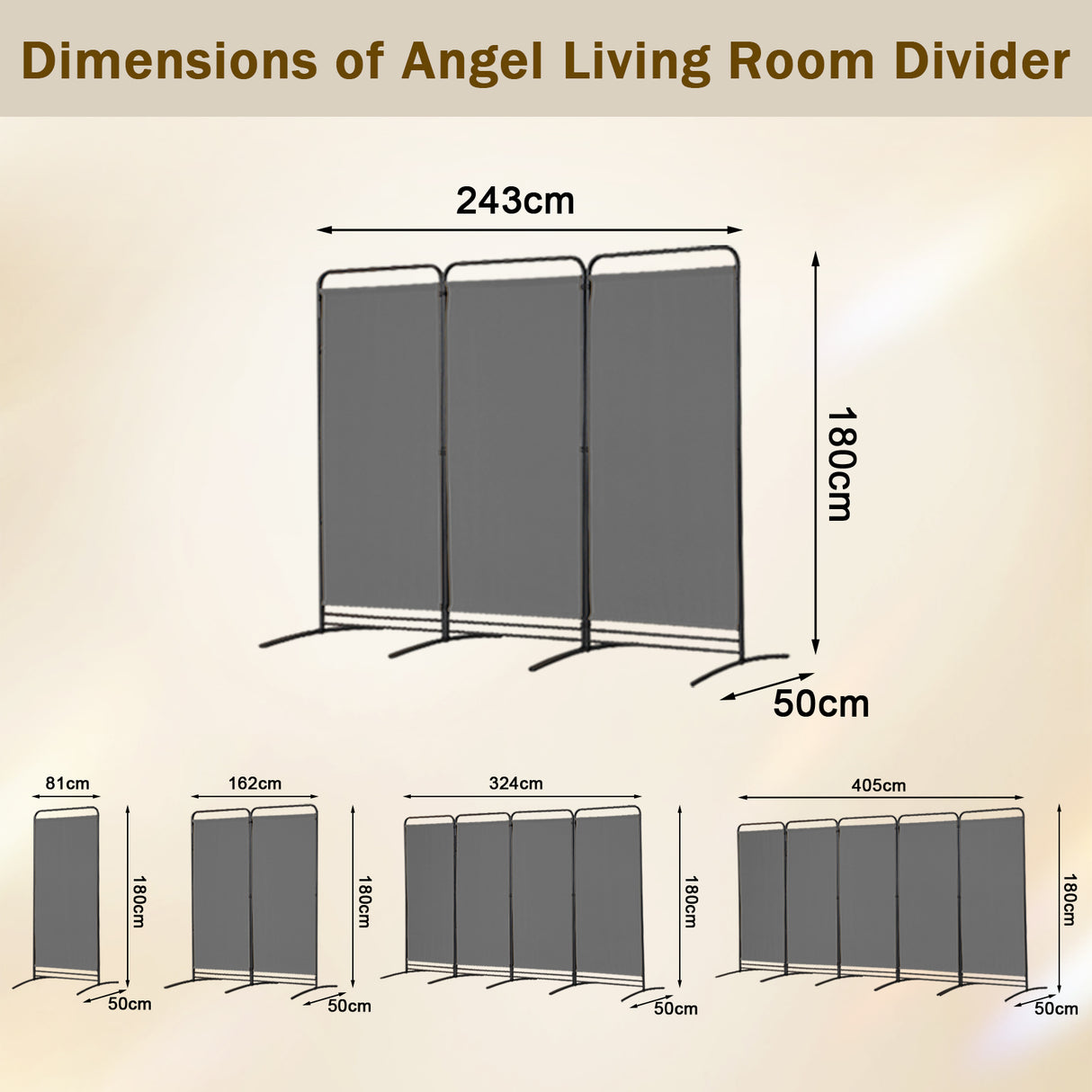 Angel Living Paravent 4 Teilig Klappbar Raumteiler für Büros, Balkon,Schlafzimmer,Außengarten,243cm x 180cm