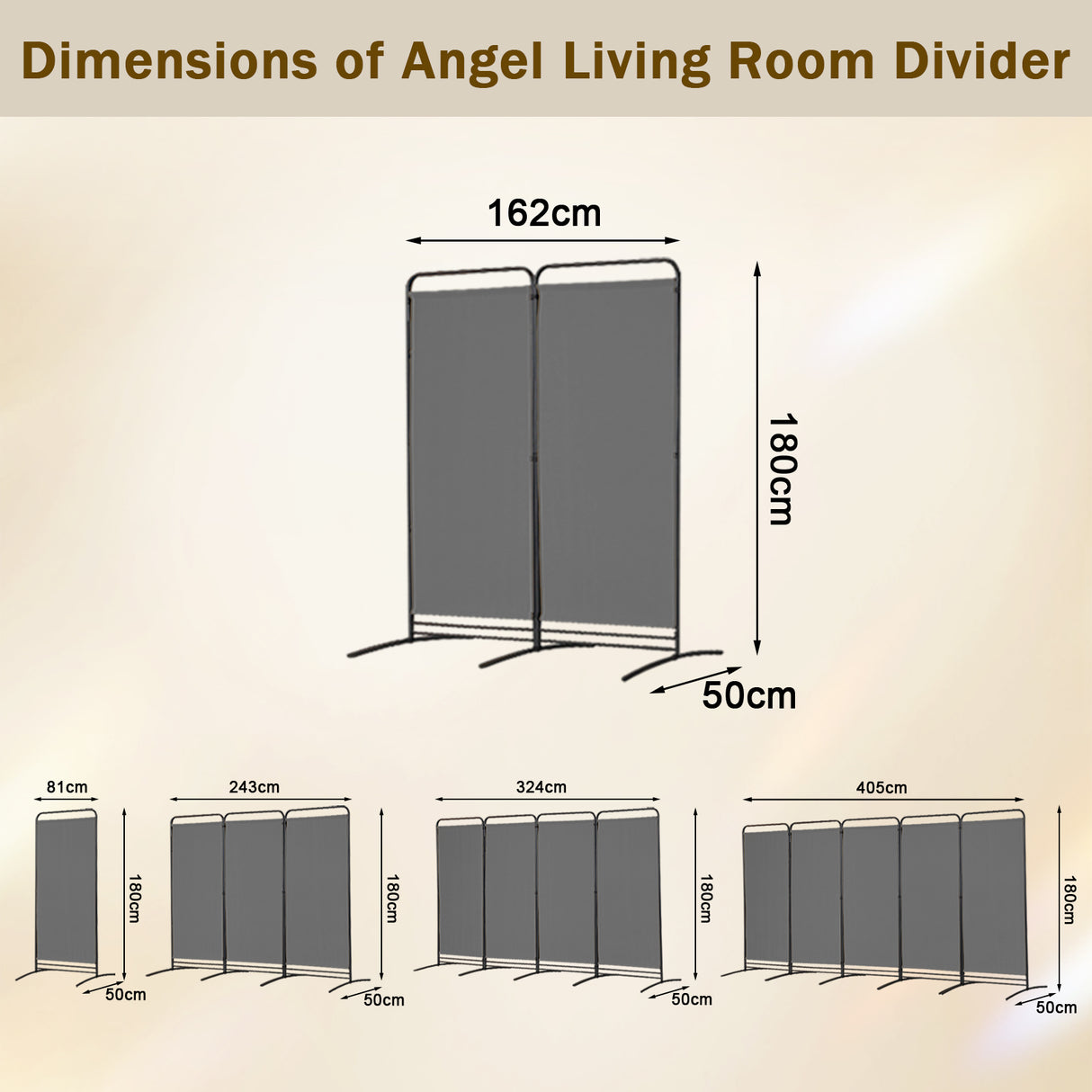 Angel Living Paravent 2 Teilig Klappbar Raumteiler für Büros, Balkon,Schlafzimmer,Außengarten, 162cm x 180cm