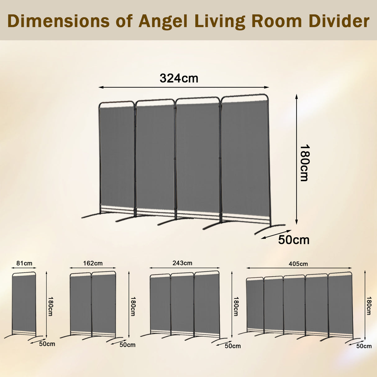 Angel Living Paravent 4 Teilig Klappbar Raumteiler für Büros, Balkon,Schlafzimmer,Außengarten, 324cm x 180cm