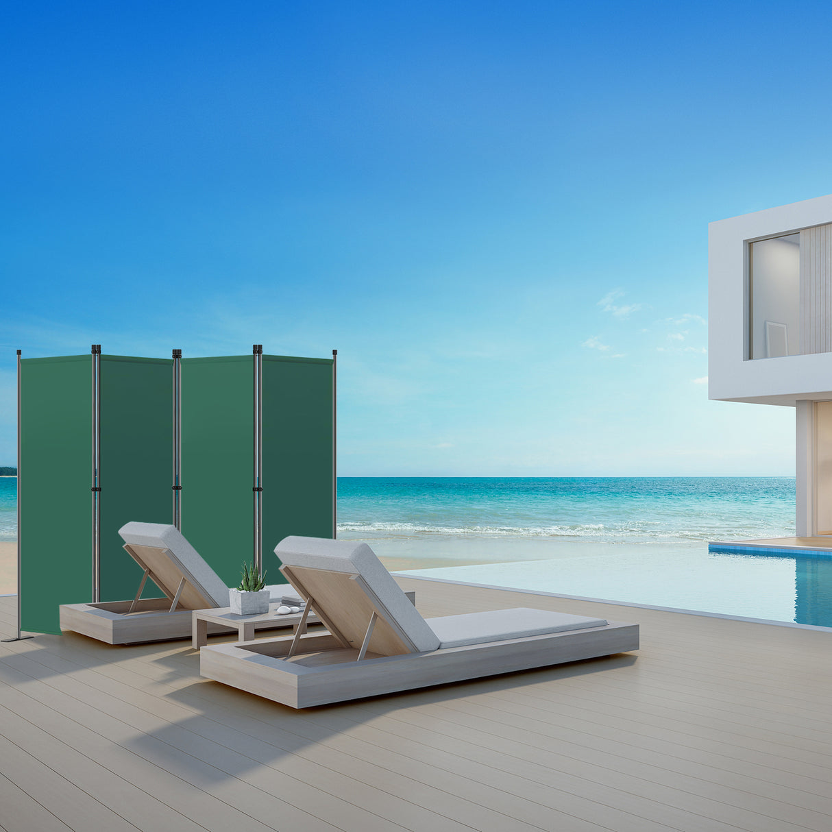 Paravent 4tlg Sichtschutz,Faltbildschirm Raumteiler Sichtschutz aus Stahl und Polyester