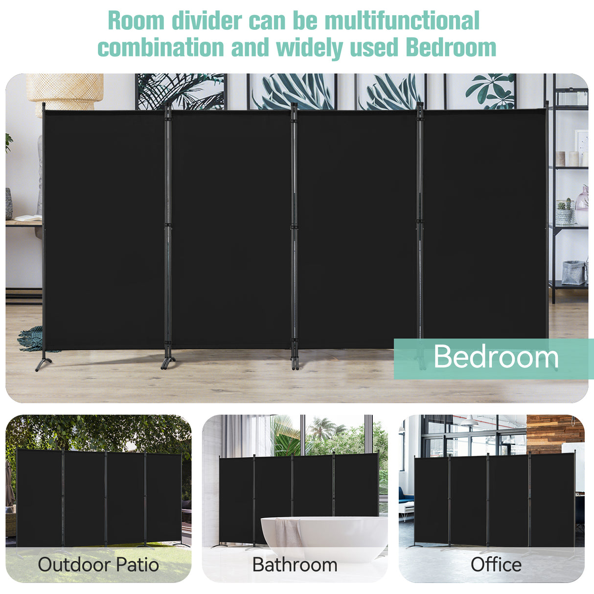 Angel Living Paravent Raumteiler Schutzwand Raumteiler für Büro Balkon Schlafzimmer Garten, 324 x 180 cm