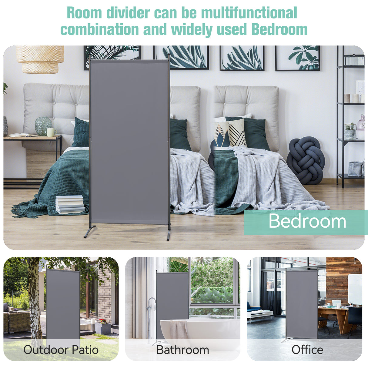 Paravent 80X180CM Raumteiler Sichtschutz aus Stahl und Polyester