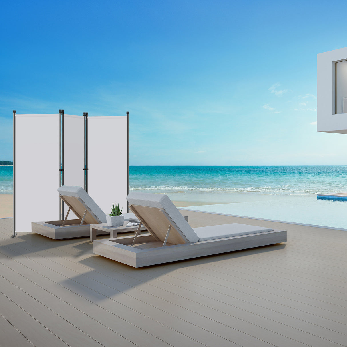 Angel Living Paravent 3tlg Sichtschutz,Faltbildschirm Raumteiler Sichtschutz aus Stahl und Polyester