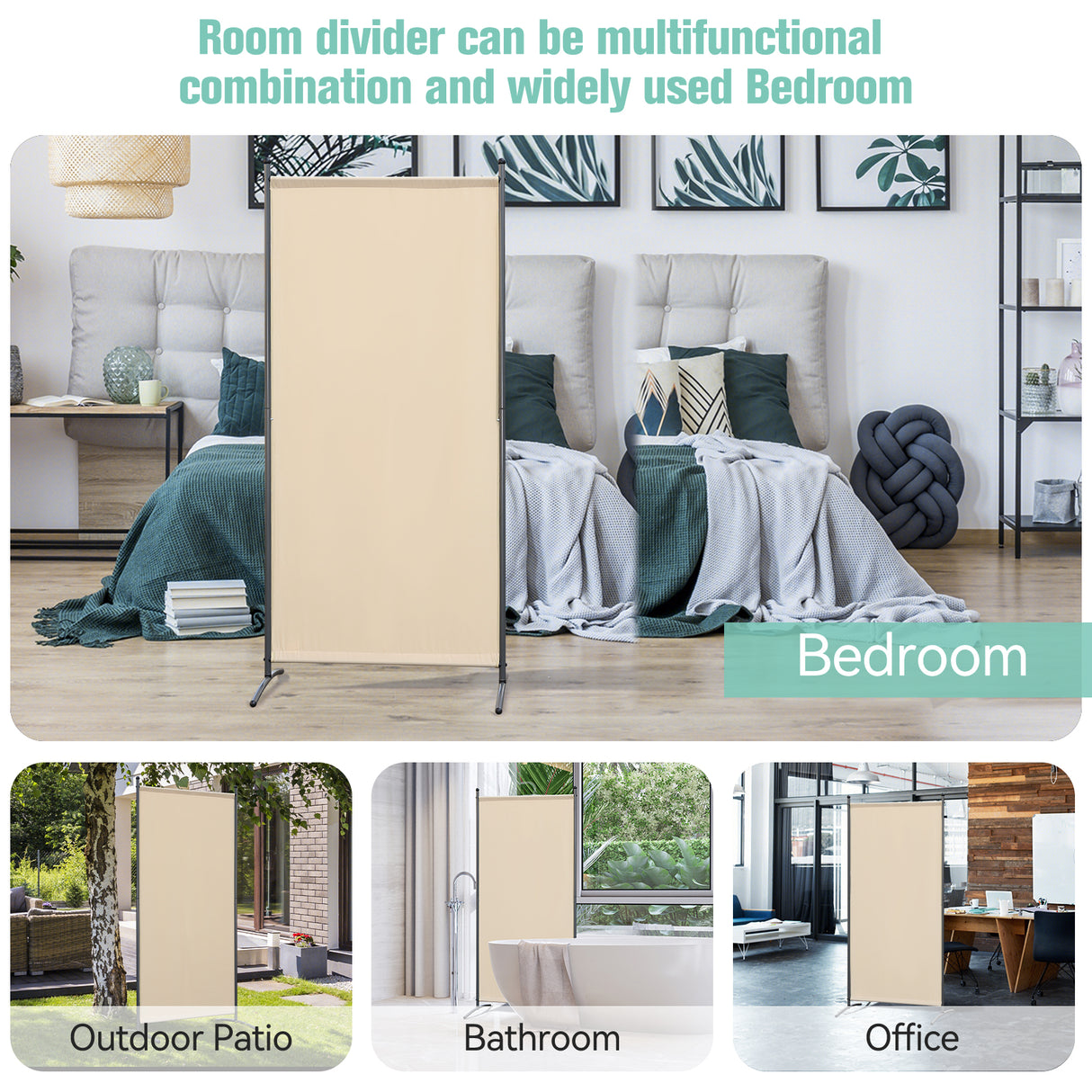 Paravent 80X180CM Raumteiler Sichtschutz aus Stahl und Polyester