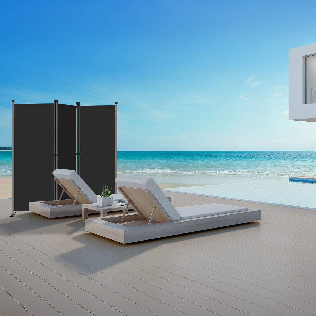 Angel Living Paravent 3tlg Sichtschutz,Faltbildschirm Raumteiler Sichtschutz aus Stahl und Polyester