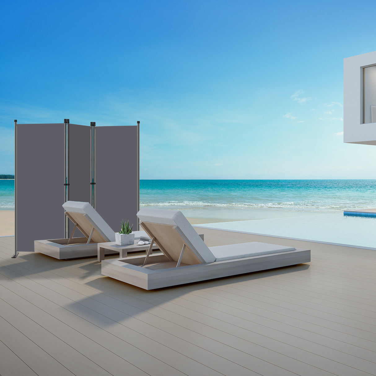 Angel Living Paravent 3tlg Sichtschutz,Faltbildschirm Raumteiler Sichtschutz aus Stahl und Polyester