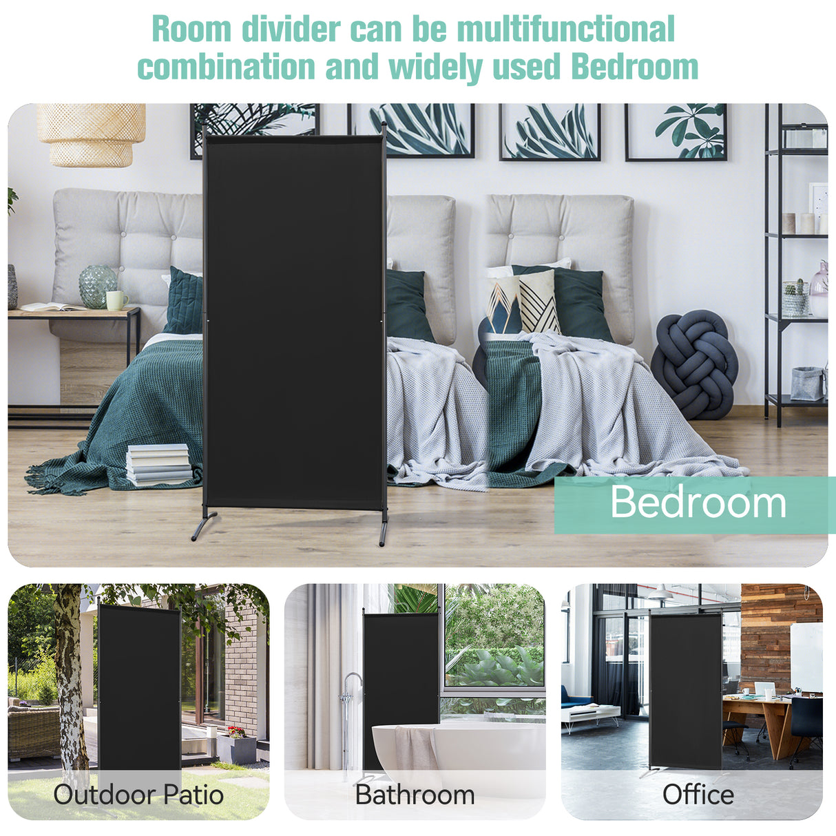 Paravent 80X180CM Raumteiler Sichtschutz aus Stahl und Polyester