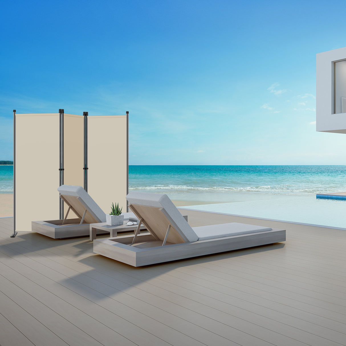 Angel Living Paravent 3tlg Sichtschutz,Faltbildschirm Raumteiler Sichtschutz aus Stahl und Polyester