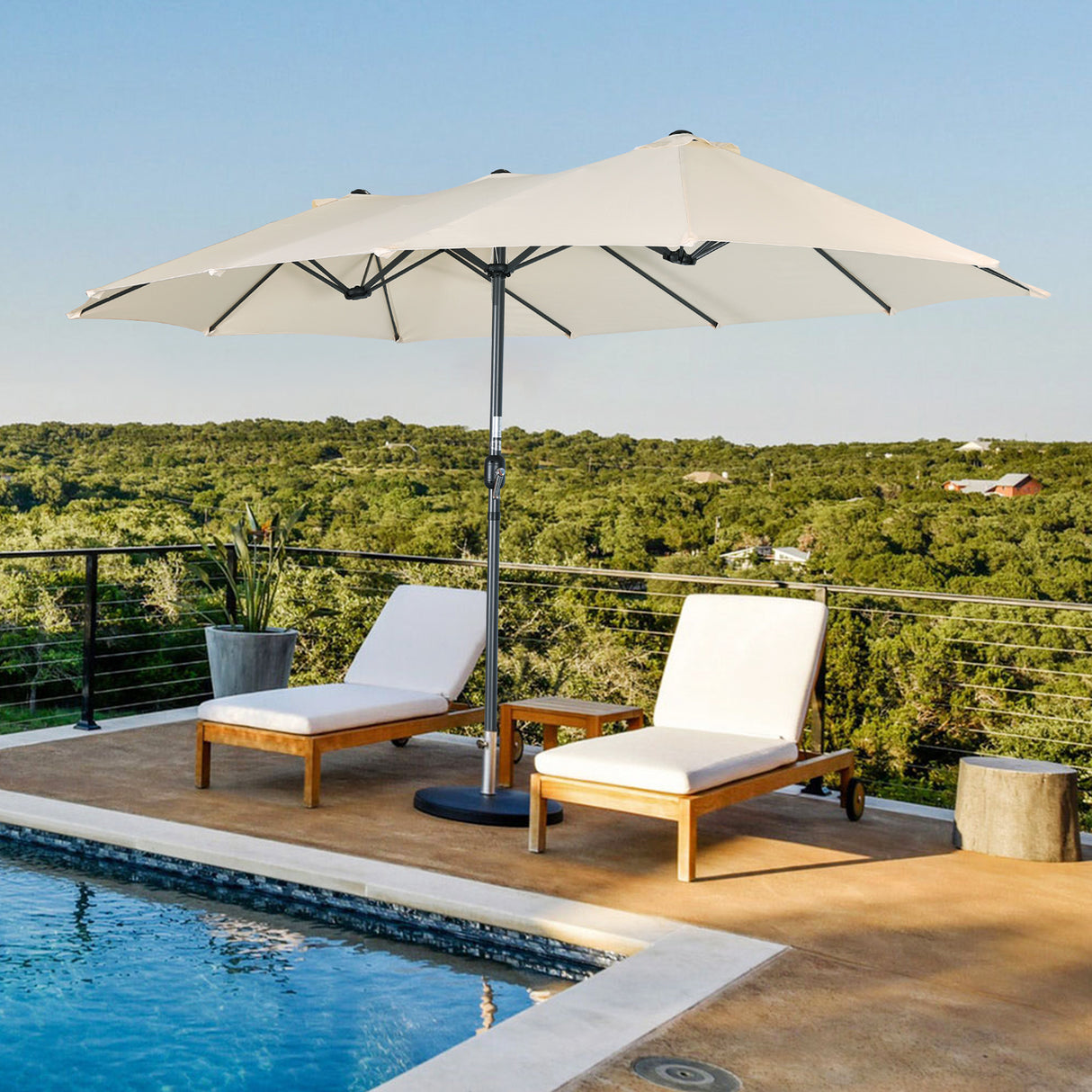 270 X 460 cm Aluminium Doppelsonnenschirm Gartenschirm Sonnenschutz UV50+