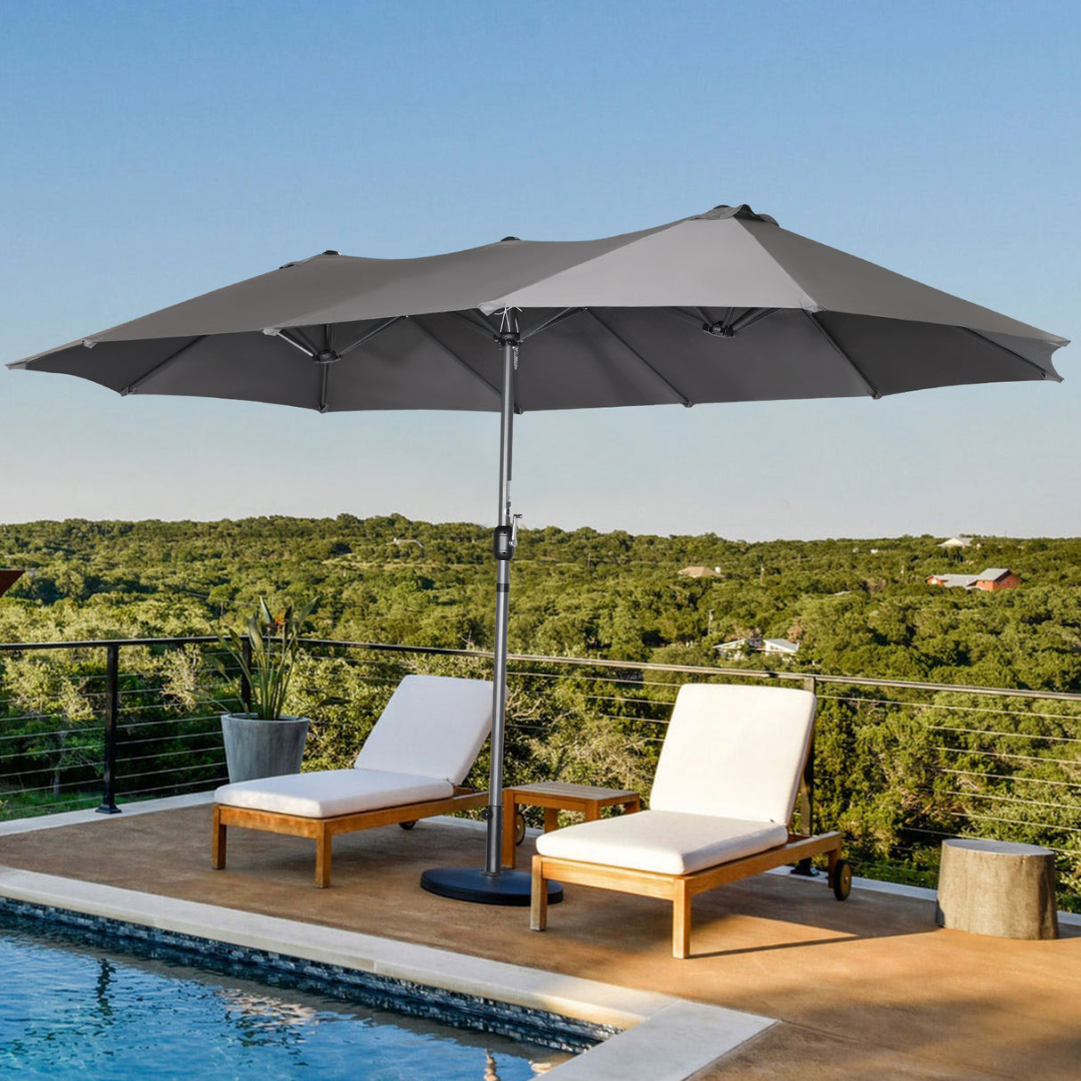 270 X 460 cm Aluminium Doppelsonnenschirm Gartenschirm Sonnenschutz UV50+