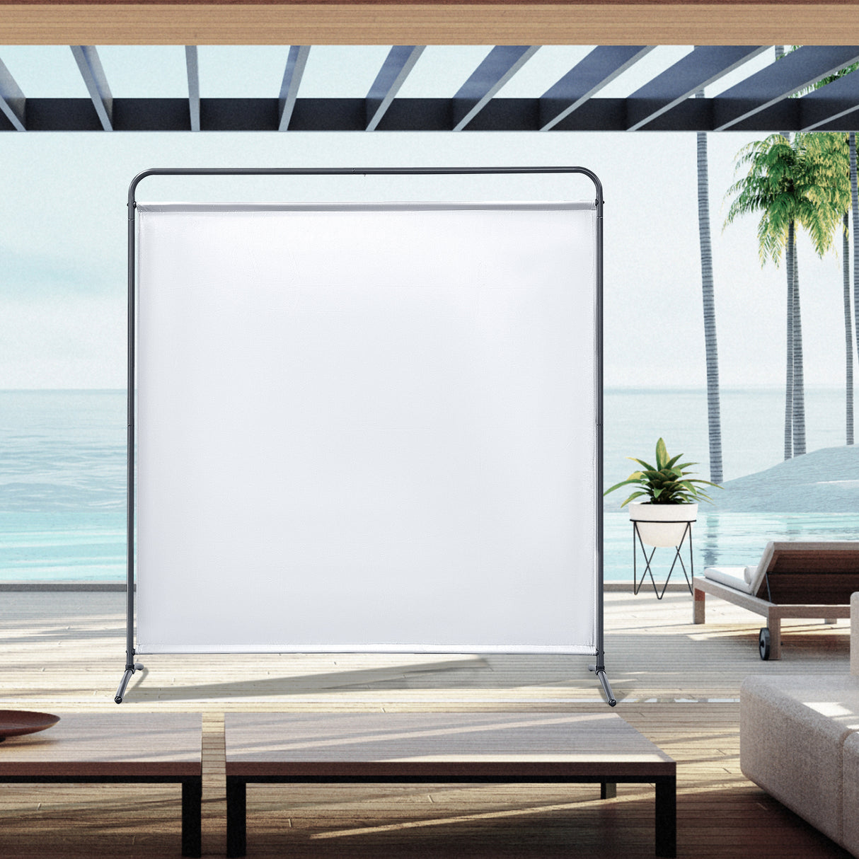 Angel Living PA-3730 Paravent 1 Teilig Raumteiler Freistehend Sichtschutzwand Raumteiler Stellwand Trennwand Sichtschutz für Büros, Balkon,Schlafzimmer,Außengarten,162.5 x 177cm