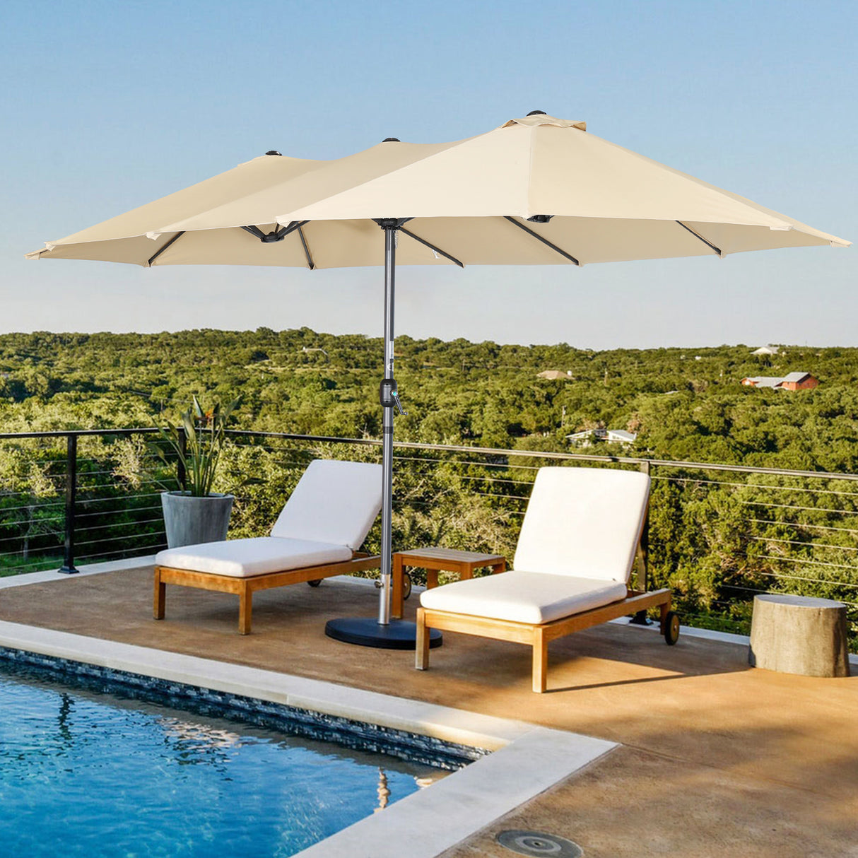 270 X 460 cm Aluminium Doppelsonnenschirm Gartenschirm Sonnenschutz UV50+