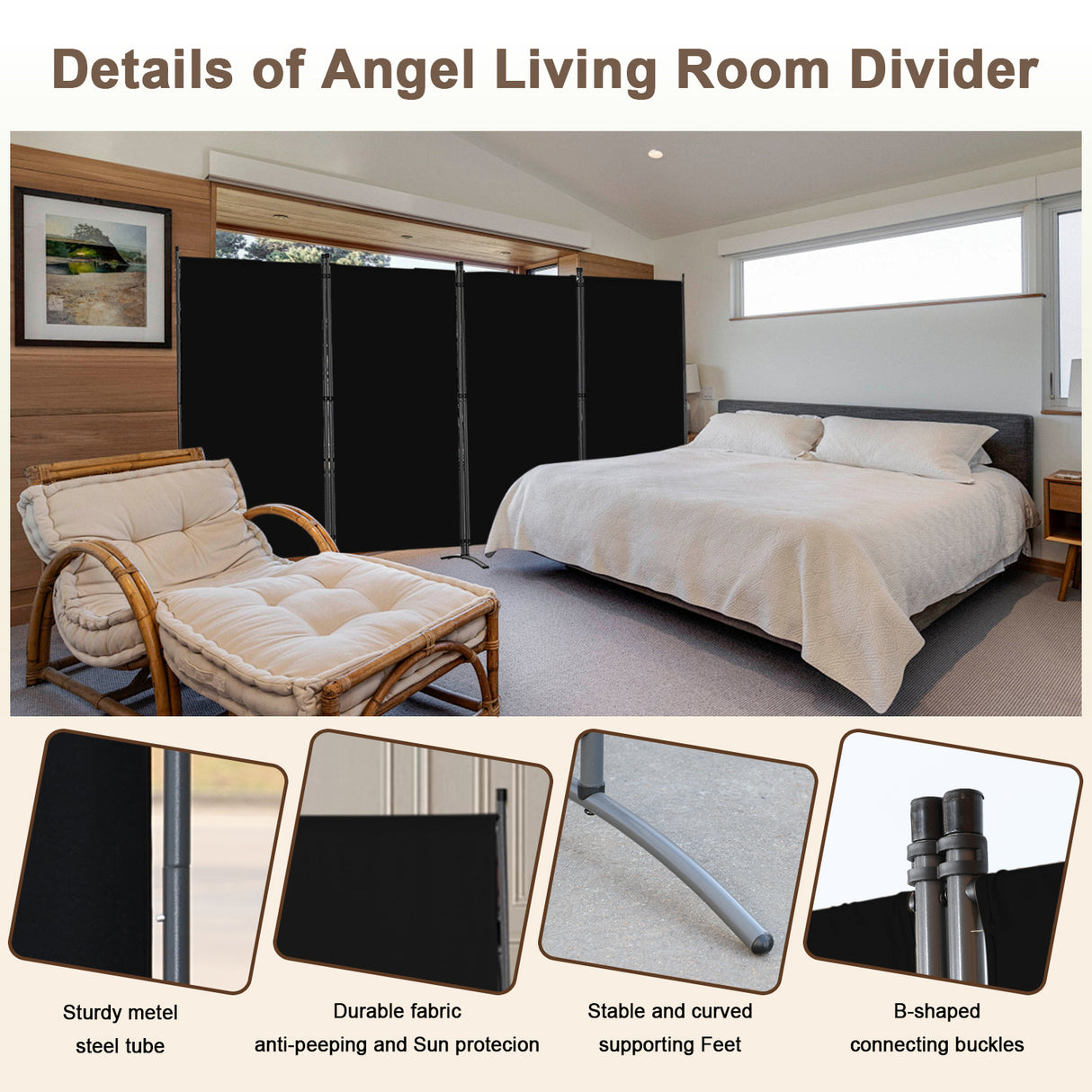 Paravent 4tlg 324X169CM Sichtschutz Balkonbespannung Balkonsichtschutz Paravent Raumteiler Trennwand