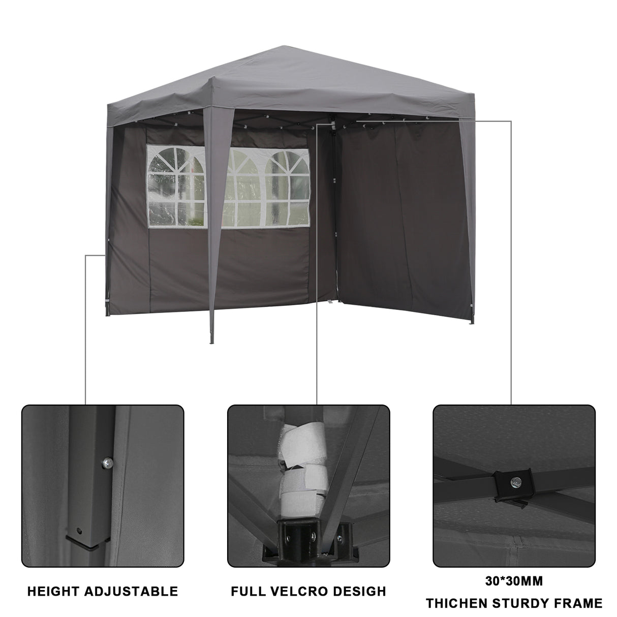 2.5x2.5M Pavilion Faltbar Terassen Dach Wasserabweisend ausStahl und Polyester