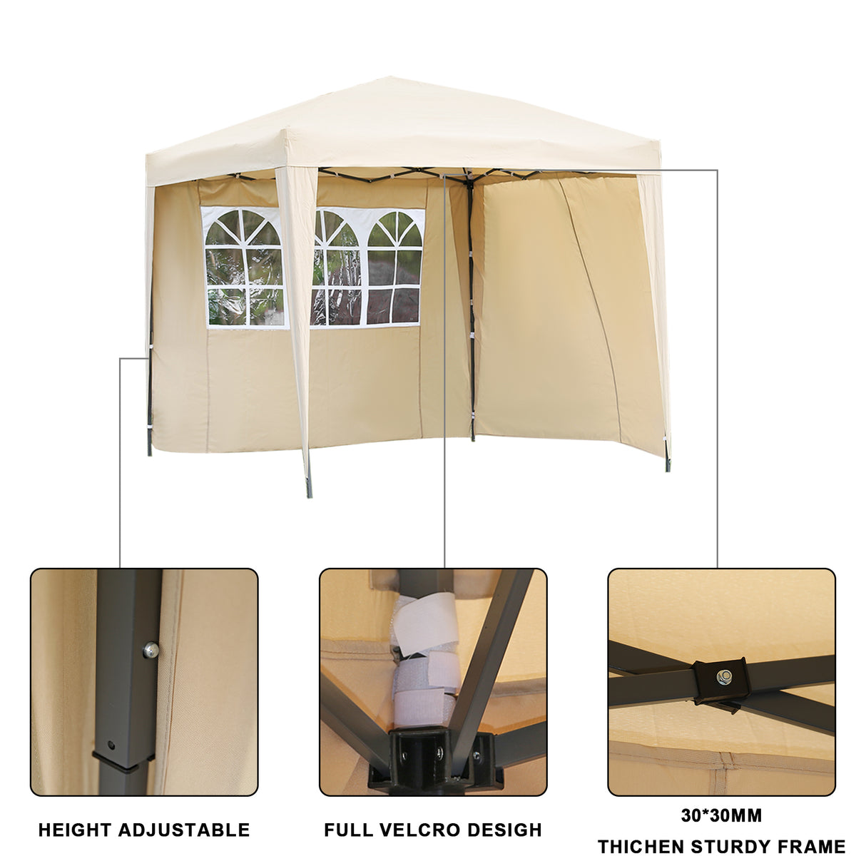 2.5x2.5M Pavilion Faltbar Terassen Dach Wasserabweisend ausStahl und Polyester